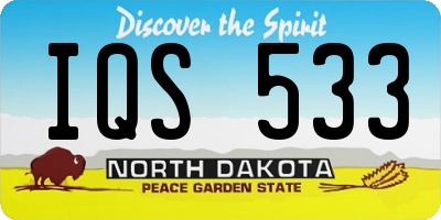 ND license plate IQS533