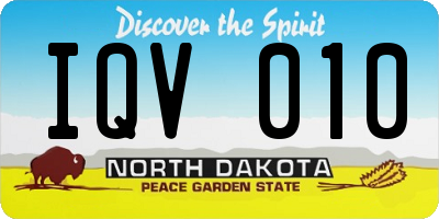ND license plate IQV010