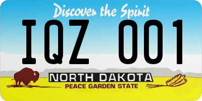 ND license plate IQZ001