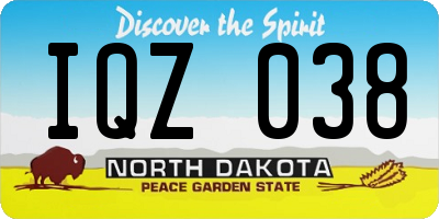 ND license plate IQZ038
