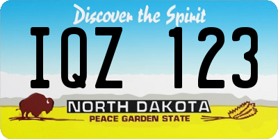 ND license plate IQZ123