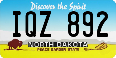 ND license plate IQZ892