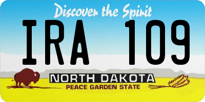 ND license plate IRA109