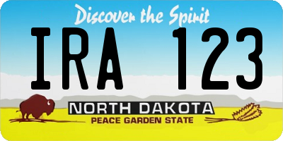 ND license plate IRA123