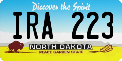 ND license plate IRA223