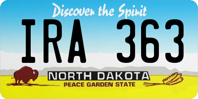 ND license plate IRA363