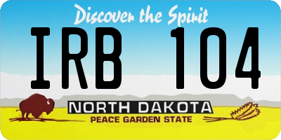 ND license plate IRB104