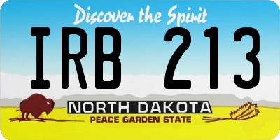 ND license plate IRB213