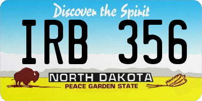 ND license plate IRB356