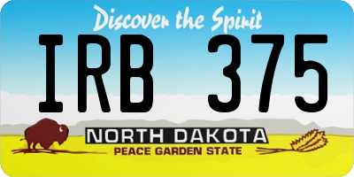 ND license plate IRB375