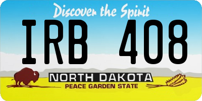 ND license plate IRB408