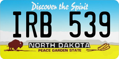 ND license plate IRB539