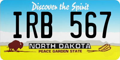 ND license plate IRB567