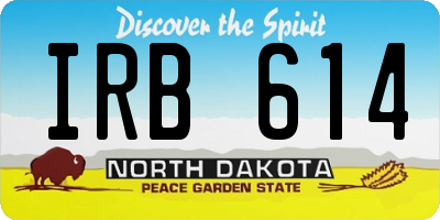 ND license plate IRB614