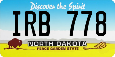 ND license plate IRB778