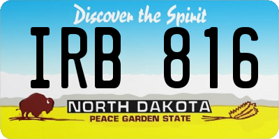 ND license plate IRB816