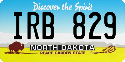 ND license plate IRB829