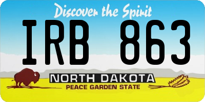 ND license plate IRB863