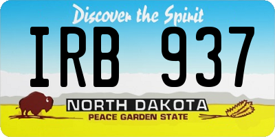 ND license plate IRB937