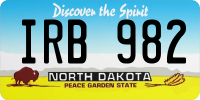 ND license plate IRB982