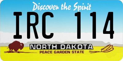 ND license plate IRC114