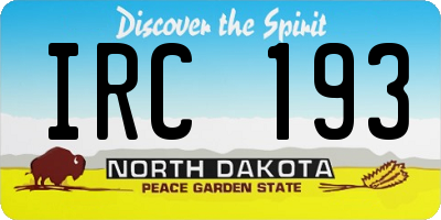 ND license plate IRC193