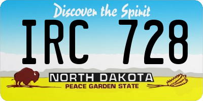 ND license plate IRC728