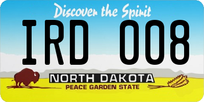 ND license plate IRD008