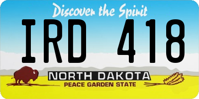 ND license plate IRD418