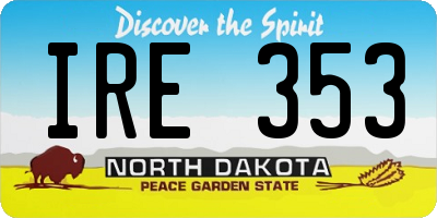 ND license plate IRE353