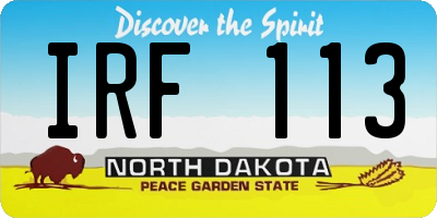 ND license plate IRF113