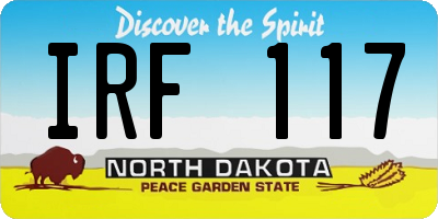ND license plate IRF117