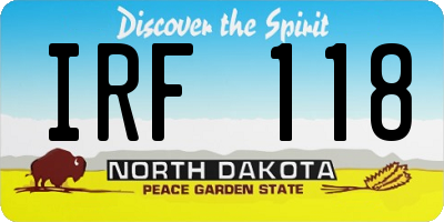 ND license plate IRF118
