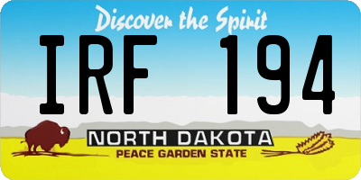 ND license plate IRF194