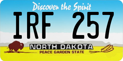 ND license plate IRF257