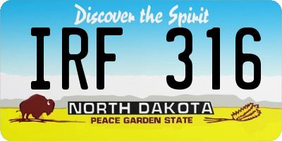 ND license plate IRF316