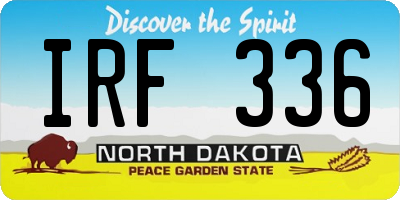 ND license plate IRF336