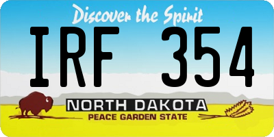 ND license plate IRF354
