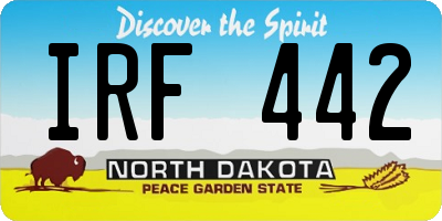 ND license plate IRF442