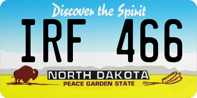 ND license plate IRF466