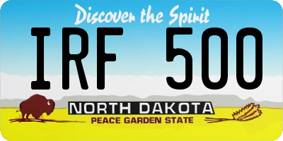 ND license plate IRF500