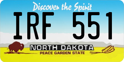 ND license plate IRF551