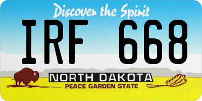 ND license plate IRF668