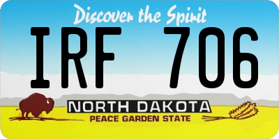 ND license plate IRF706