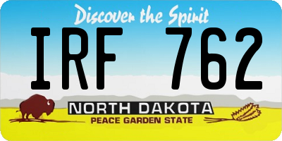 ND license plate IRF762