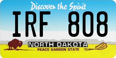 ND license plate IRF808