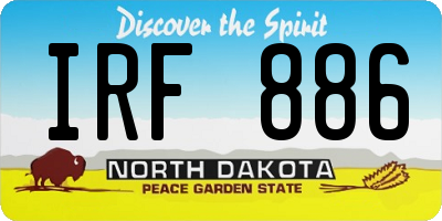ND license plate IRF886