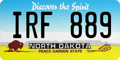 ND license plate IRF889