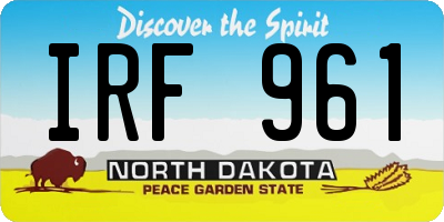 ND license plate IRF961