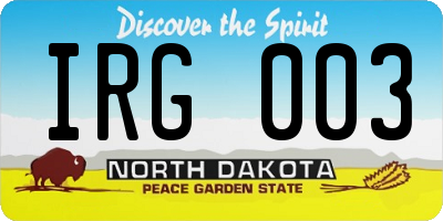 ND license plate IRG003